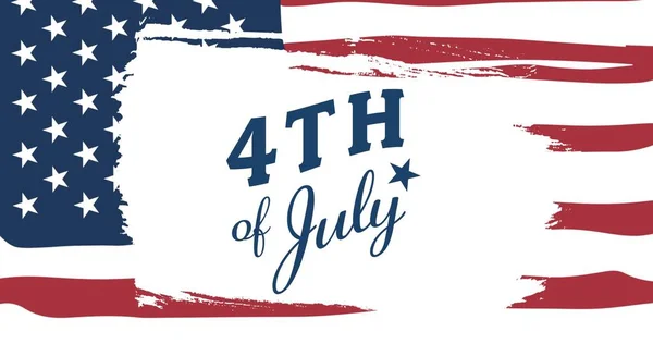 Samenstelling Van Juli Tekst Boven Amerikaanse Vlag Onafhankelijkheid Dag Viering — Stockfoto
