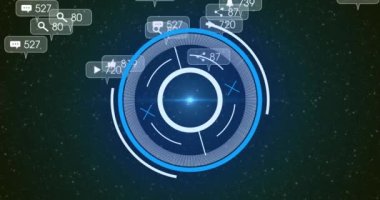 Kapsamlı tarama üzerinden sosyal medya simgelerinin animasyonu. küresel çevrimiçi iletişim, dijital arayüz ve teknoloji konsepti dijital olarak oluşturulmuş video.