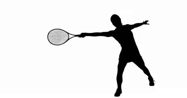 Animation Silhouette Tennis Player Speech Bubble White Background Sport Competition — Stock Video