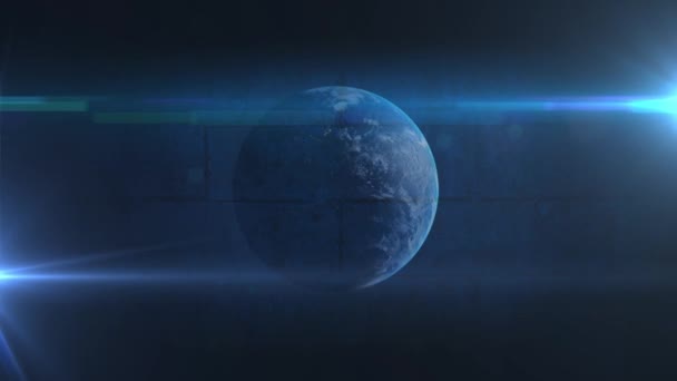 旋转的球体的动画 明亮的蓝光 全球连接和技术概念数字生成视频 — 图库视频影像