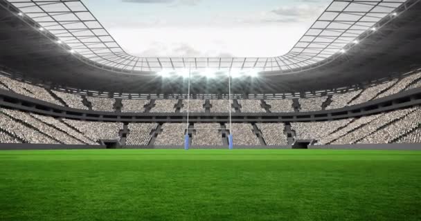 在体育场上空的蓝光小径动画 体育活动及比赛概念数码录影 — 图库视频影像