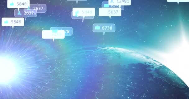 Animazione Testo Icone Dei Social Media Banner Sopra Cielo Notturno — Video Stock