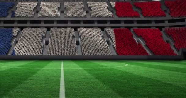 Animación Bandera Francesa Campo Fútbol Vacío Estadio Deportivo Concepto Deporte — Vídeos de Stock