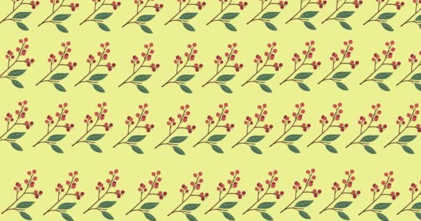 Animation Red Flowers Yellow Background Pattern Spring Summer Nature Colour — Stock Video