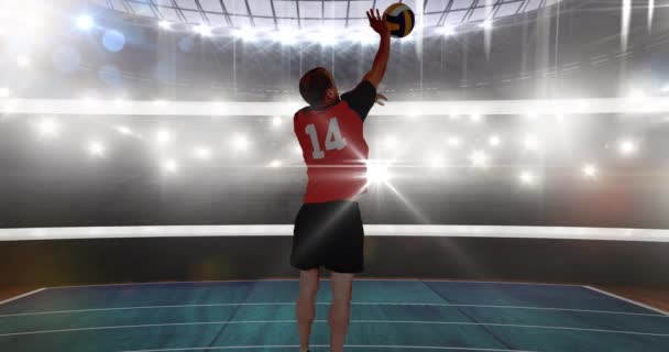 Animacja Męskiego Siatkarza Nad Stadionem Wydarzenie Sportowe Koncepcja Konkursu Wideo — Wideo stockowe