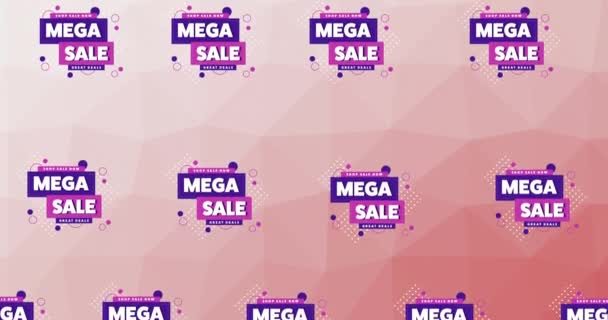 Composition Rows Mega Sale Text Moving Pink Background Pattern Savings — Stock Video