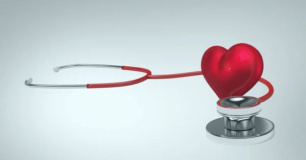 Složení Červeného Srdce Stetoskopu Kopírovacím Prostorem Bílém Pozadí Koncept Medicíny — Stock fotografie