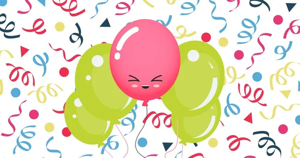 Composição Balões Verdes Cor Rosa Com Correntes Festa Sobre Fundo — Fotografia de Stock
