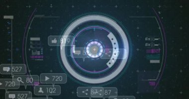 Kapsamlı tarama üzerinden sosyal medya simgelerinin animasyonu. küresel çevrimiçi iletişim, dijital arayüz ve teknoloji konsepti dijital olarak oluşturulmuş video.