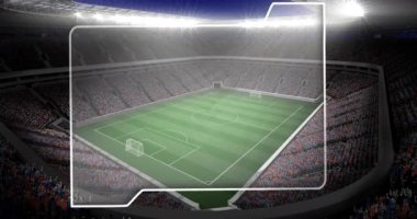 Spor stadyumunun üzerindeki boş sonuç ekranının animasyonu. Spor etkinliği ve yarışma konsepti dijital olarak oluşturulmuş video.