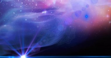 Kova yıldızının bileşimi yıldızlı mavi gökyüzünün üzerinde. yıldız falı ve burç işareti konsepti dijital olarak oluşturuldu.