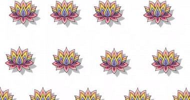 Beyaz arka planda hareket eden nilüfer çiçekleri kompozisyonu. örüntü, kutlama ve doğa konsepti dijital olarak oluşturulmuş video.