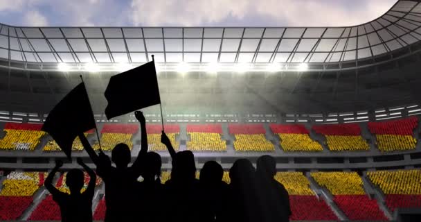 Animation Silhouettes Sports Fans Cheering Spanish Flag Sports Stadium Sports — Stock Video