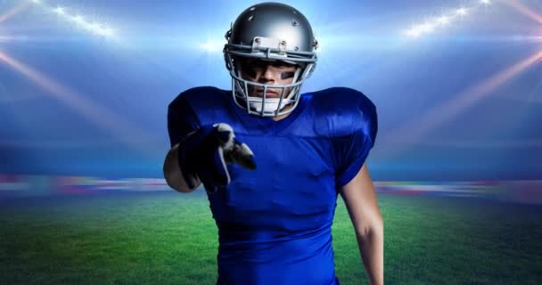 Animation American Football Player Pointing Sports Stadium Sports Event Competition — Stock Video
