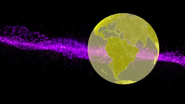 Animação Globo Com Brilhante Rede Roxa Conexões Conexões Globais Conceito — Vídeo de Stock