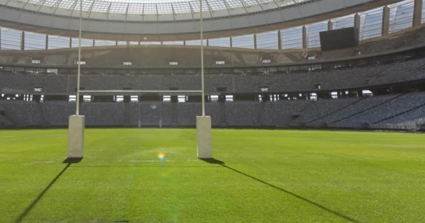 Animación Stands Vacíos Con Campo Rugby Estadio Deportivo Concepto Deporte — Vídeo de stock