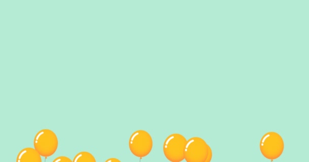 Animation Yellow Balloons Bouncing Green Background Party Celebration Concept Digitally — Stock Video