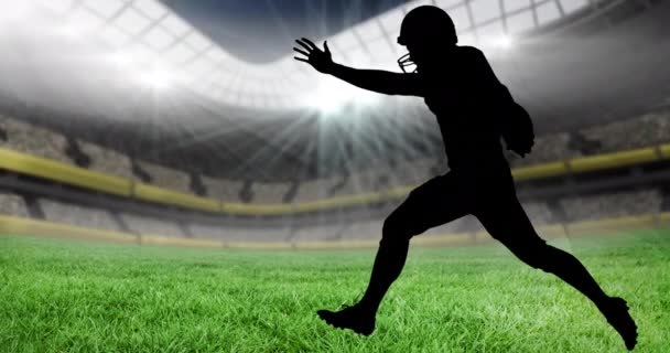 Animation Silhouettes American Football Players Holding Sports Stadium Sports Event — Stock Video