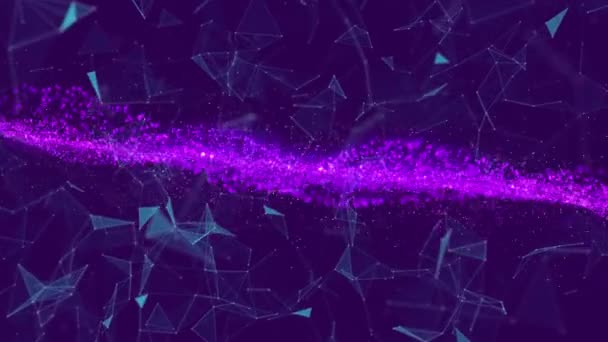 Animation Réseau Connexions Avec Triangles Maille Violette Connexions Mondiales Concept — Video