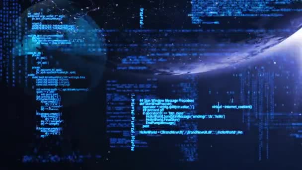 在全球范围内动画6G文本 在蓝色背景上进行数据处理 全球网络 连接和技术概念数字生成的视频 — 图库视频影像