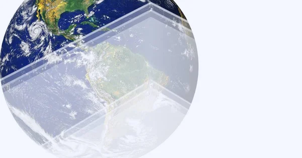 Состав Планеты Земля Стрелками Белом Фоне Глобальная Окружающая Среда Концепция — стоковое фото