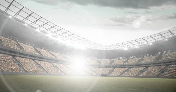 Skład Pustego Stadionu Sportowego Świecącymi Reflektorami Koncepcja Sportu Konkurencji Generowana — Zdjęcie stockowe