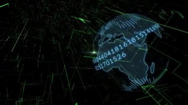 Bağlantı ağı üzerinden bağlantıları olan dünyanın animasyonu. küresel bağlantılar ve teknoloji konsepti dijital olarak oluşturulmuş video.