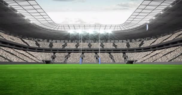 蓝色的动画在体育场上方有复制的空间 体育活动及比赛概念数码录影 — 图库视频影像