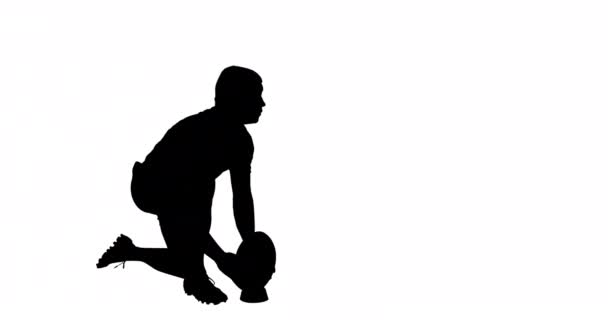 Animacja Sylwetki Piłkarza Bańką Mowy Białym Tle Sport Koncepcja Zawodów — Wideo stockowe