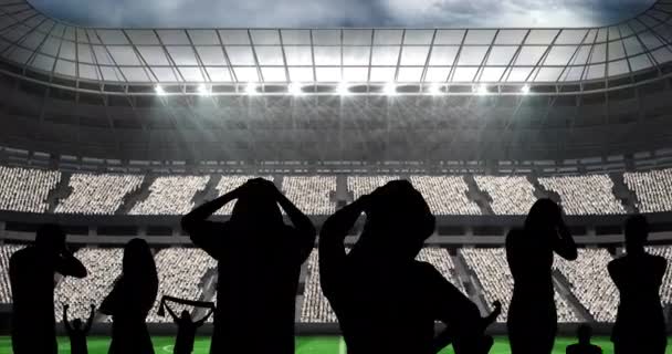 Animation Silhouettes Disappointed Sports Fans Sports Stadium Sports Event Competition — Stock Video