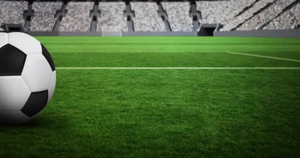 Анімація Порожніх Трибун Футболом Полі Спортивному Стадіоні Концепція Спорту Чемпіонату — стокове відео