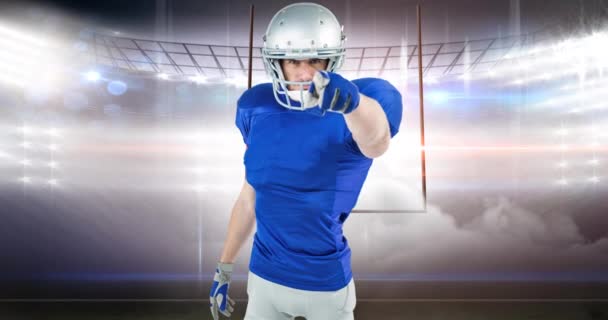 Animation American Football Player Pointing Sports Stadium Sports Event Competition — Stock Video