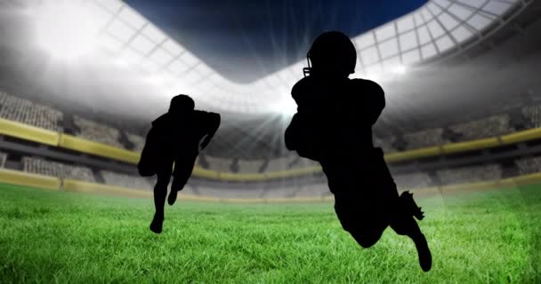 Animation Silhouettes American Football Players Sports Stadium Sports Event Competition — Stock Video