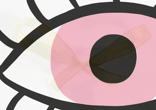 Composición Forma Ojo Rosa Negro Con Forma Arco Crema Texturizada — Foto de Stock