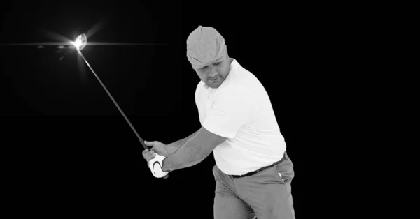 Composition Joueur Golf Masculin Caucasien Avec Club Golf Espace Copie — Photo