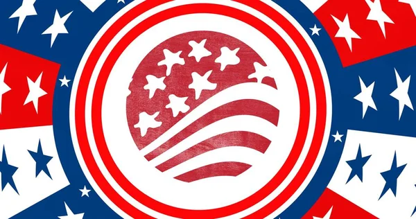 Samenstelling Van Rode Cirkels Met Amerikaanse Vlag Patroon Patriottisme Viering — Stockfoto