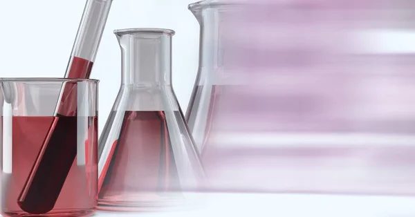 Composition Laboratory Test Tube Beakers Red Liquid Copy Space Research — Stock Photo, Image