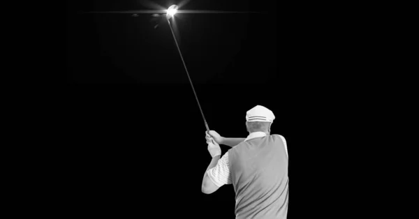 Composition Male Golf Player Golf Club Copy Space Black White — Stock Photo, Image