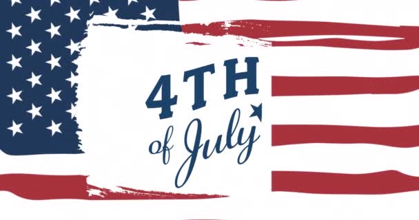Animation Vom Juli Text Über Der Amerikanischen Flagge Patriotismus Unabhängigkeit — Stockvideo