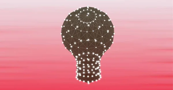 Composition of light bulb formed with network of connection on pink background. global technology and connections concept digitally generated image.