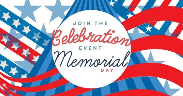 Composition Join Celebration Event Memorial Day Text American Flag Pattern — Stock Photo, Image