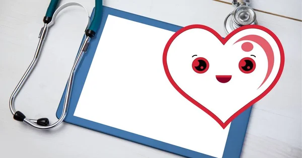 Kalp Steteskop Kompozisyonu Fotokopi Alanı Ile Birlikte Tıp Sağlık Konsepti — Stok fotoğraf