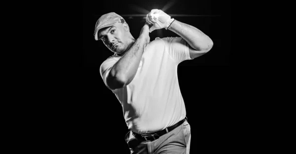 Composição Jogador Golfe Masculino Com Clube Golfe Com Espaço Cópia — Fotografia de Stock