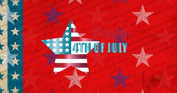 Composição Texto Julho Sobre Estrela Bandeira Americana Conceito Patriotismo Celebração — Fotografia de Stock