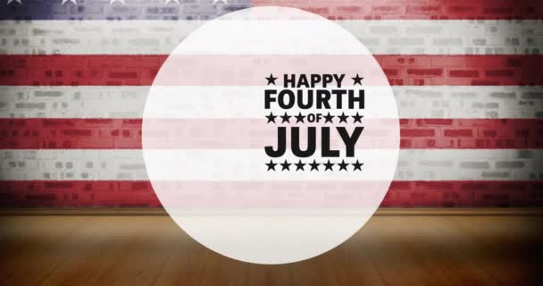 Animación Feliz Cuatro Julio Texto Sobre Bandera Americana Patriotismo Independencia — Vídeo de stock