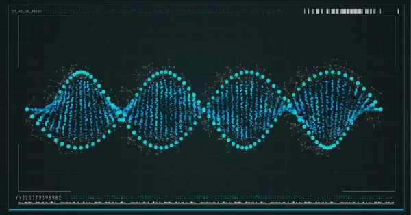 Composición Hebra Adn Con Interfaz Digital Pantalla Medicina Global Conexiones —  Fotos de Stock