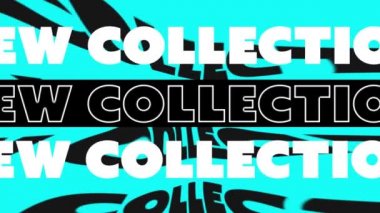 Yeni metin koleksiyonunun animasyonu siyah-beyaz hareket ediyor ve turkuazda bozuluyor sonra da pembe. moda ve perakende ticaret reklam iletişimi konsepti, dijital olarak üretilen video.