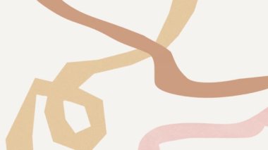 Soluk arkaplanda koyu pembe, kahverengi ve bej renkli organik şekillerin hareketli animasyonu. Doğa, hareket ve değişim konsepti, dijital olarak oluşturulmuş video.