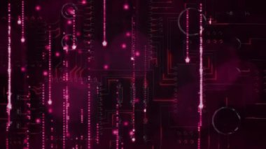 Parlayan bilgisayar devre kartında veri işleme animasyonu. küresel bağlantılar, dijital arayüz ve dijital olarak oluşturulan güvenlik konsepti.