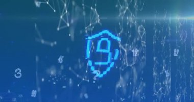 Çevrimiçi güvenlik asma kilidinin animasyonu ve arka planda bağlantılar. küresel bağlantılar, dijital arayüz ve dijital olarak oluşturulan güvenlik konsepti.